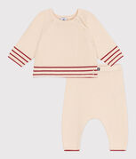 Ensemble bébé deux pièces en tricot coton, jacquard AVALANCHE/ CORRIDA