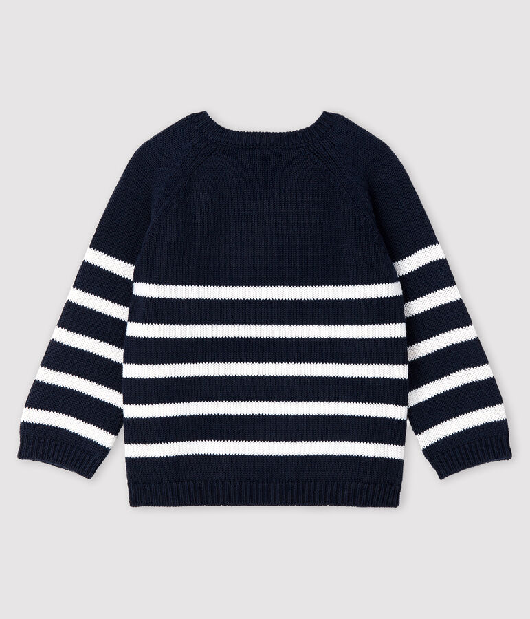 Pull ray&eacute; &agrave; motif b&eacute;b&eacute; gar&ccedil;on bleu/blanc