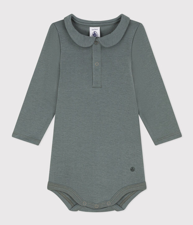 Body manches longues col en coton b&eacute;b&eacute; kaki