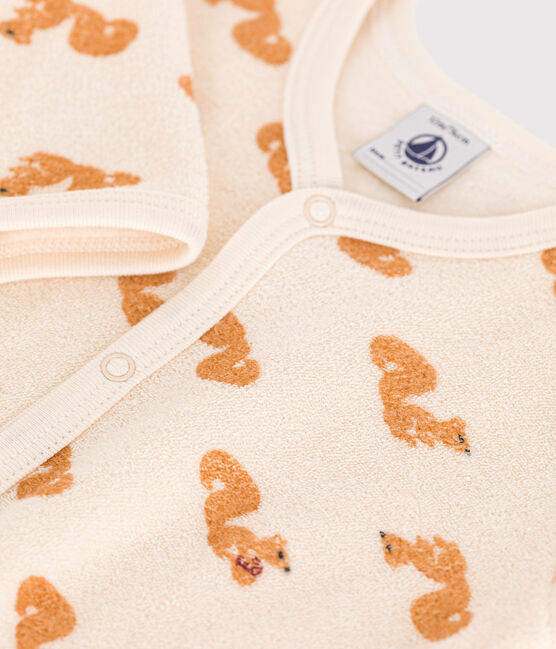 Pyjama sans pieds en bouclette éponge imprimée écureuil bébé blanc AVALANCHE/ MULTICO