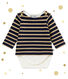 Glitterende body-met-marinetruitje in molton voor babymeisjes