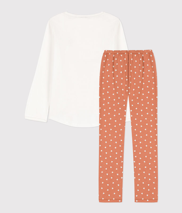 Katoenen meisjespyjama wit/multicouleur