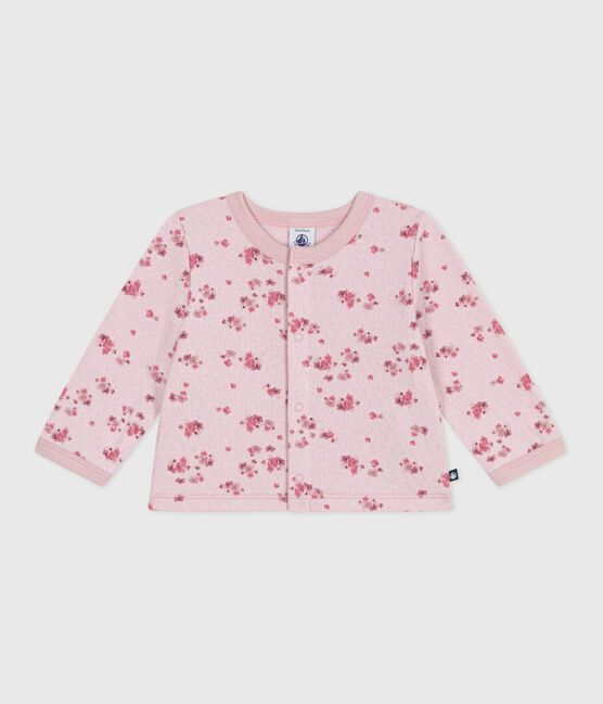 Cardigan bébé en coton, imprimé à fleurs rose JOLI/blanc MULTICO