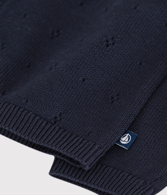 Effen gebreid babyvestje in katoen blauw SMOKING