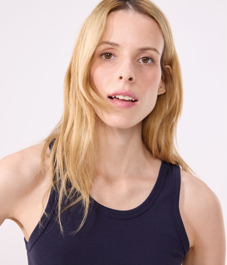 L'Iconique, katoenen singlet voor dames blauw