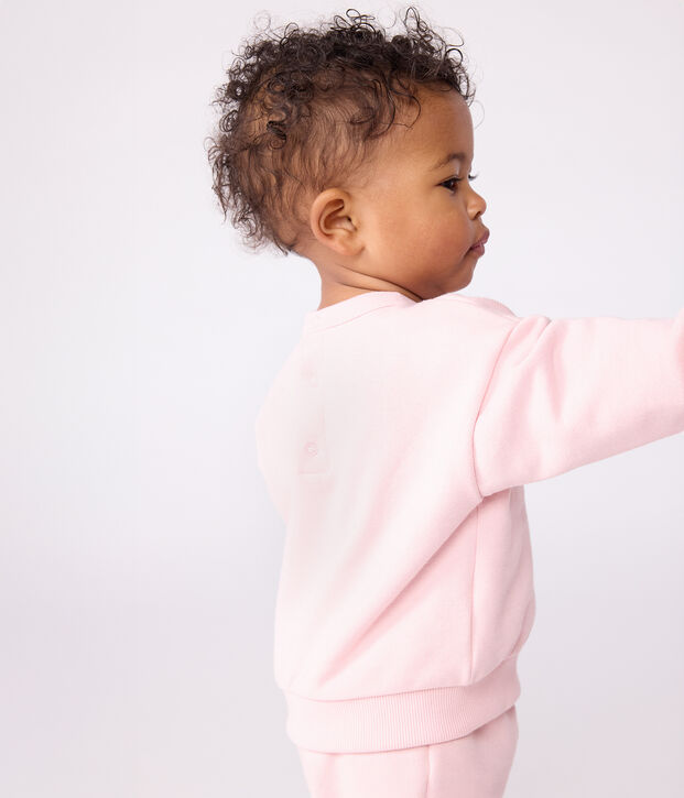 Sweatshirt b&eacute;b&eacute; en coton brod&eacute; Petit Bateau rose clair