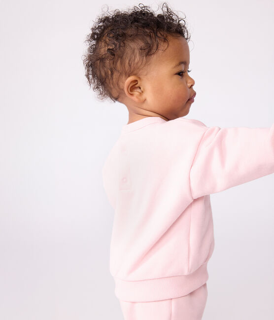 Katoenen babysweatshirt met 'Petit Bateau'-borduursel roze JOLI