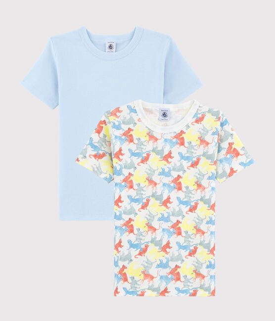 Lot de 2 tee-shirts manches courtes imprimé chats petit garçon en coton biologique variante 1