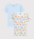 Lot de 2 tee-shirts manches courtes imprimé chats petit garçon en coton biologique