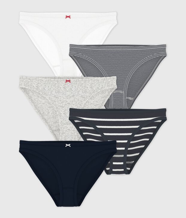 Set van 5 damesslipjes in biokatoen multicouleur