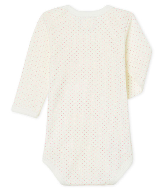 Rompertje lange mouwen babymeisje wit MARSHMALLOW/roze CHARME