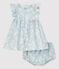 Jurk met bloomer met Hawaïprint van biologische popeline voor baby's PLEINAIR/ MARSHMALLOW