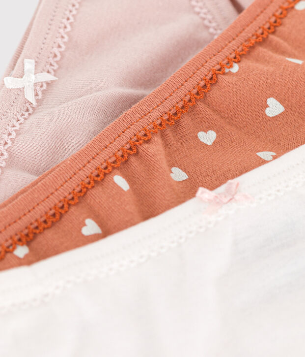 Lot de 3 culottes c&oelig;ur en coton petite fille multicouleur