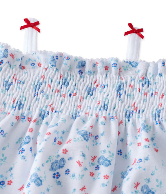 Kort bedrukt babypakje voor meisjes wit ECUME/blauw BLEU/ MULTICO