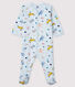 Blauw slaappakje van molton met dierenprint voor baby