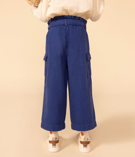 Lyocel-broek met wijde pijpen voor meisjes blauw INCOGNITO