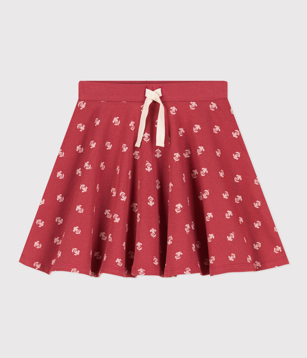 Jupe imprim&eacute;e en coton enfant fille rose/&eacute;cru