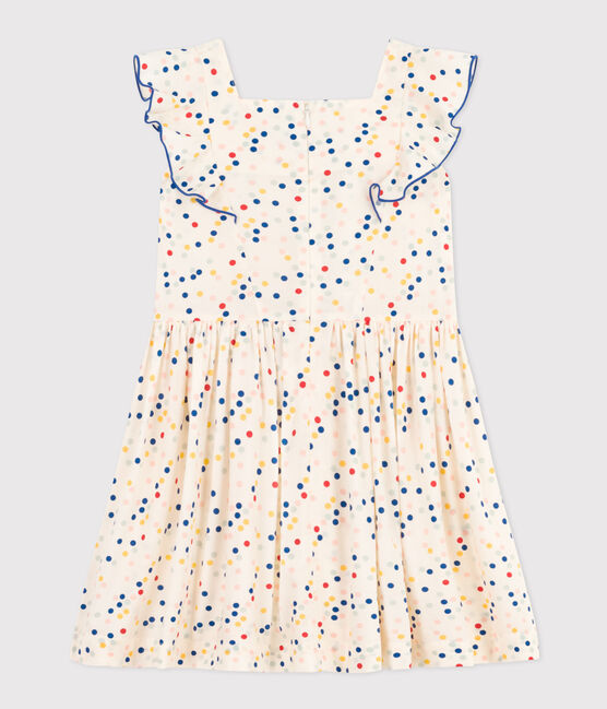 Popeline jurk zonder mouwen met print voor meisjes wit MARSHMALLOW/wit MULTICO