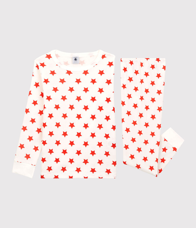 Pyjama imprim&eacute; graphique en coton enfant blanc/rouge