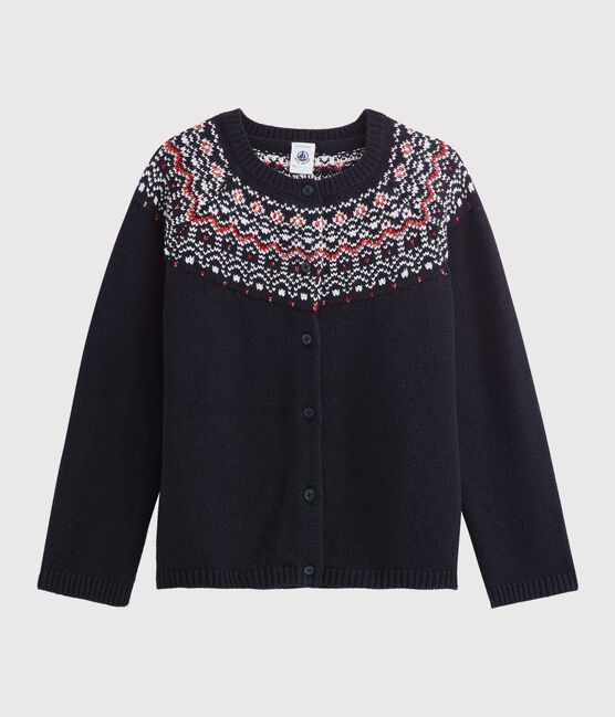Katoenen, wollen cardigan meisjes kinderen blauw SMOKING/wit MULTICO