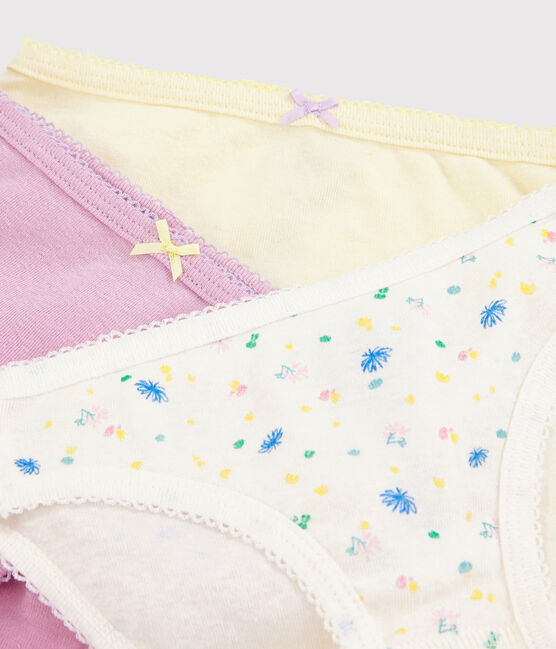 Lot de 3 culottes à fleurs petite fille en coton et lin variante 1