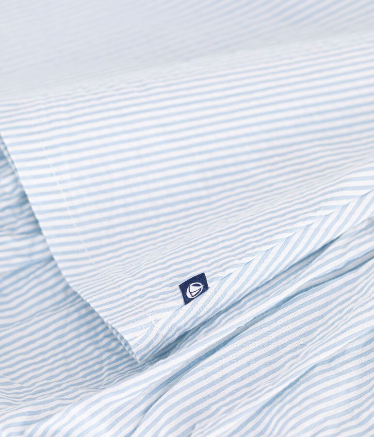 Robe b&eacute;b&eacute; en coton manches courtes et son bloomer, ray&eacute;s bleu MARSHMALLOW/ FLO