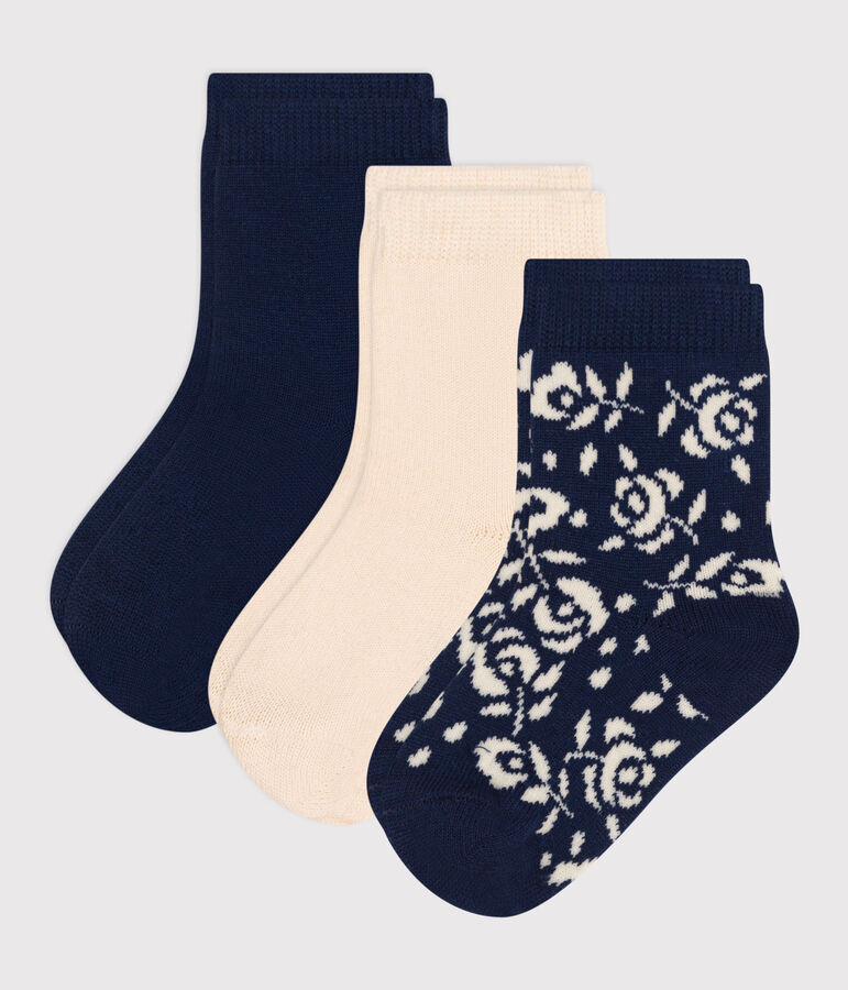 3 paires de chaussettes en coton fleurs b&eacute;b&eacute; multicouleur