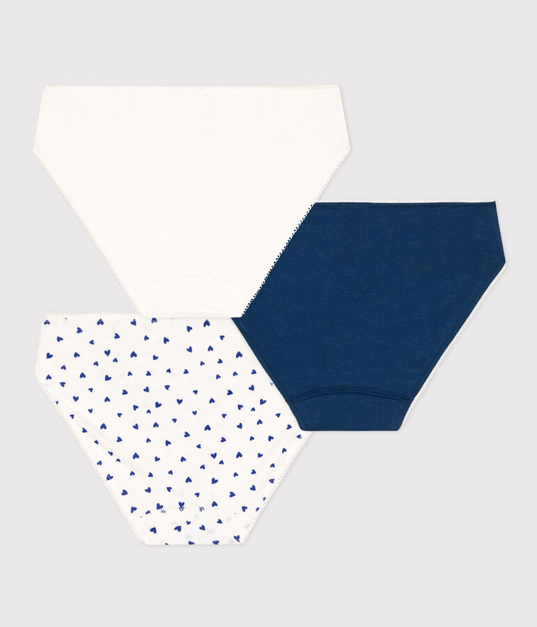 Lot de 3 culottes c&oelig;ur en coton et &eacute;lasthanne fille multicouleur