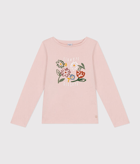 T-shirt met lange mouwen van ribstof voor meisjes roze SALINE
