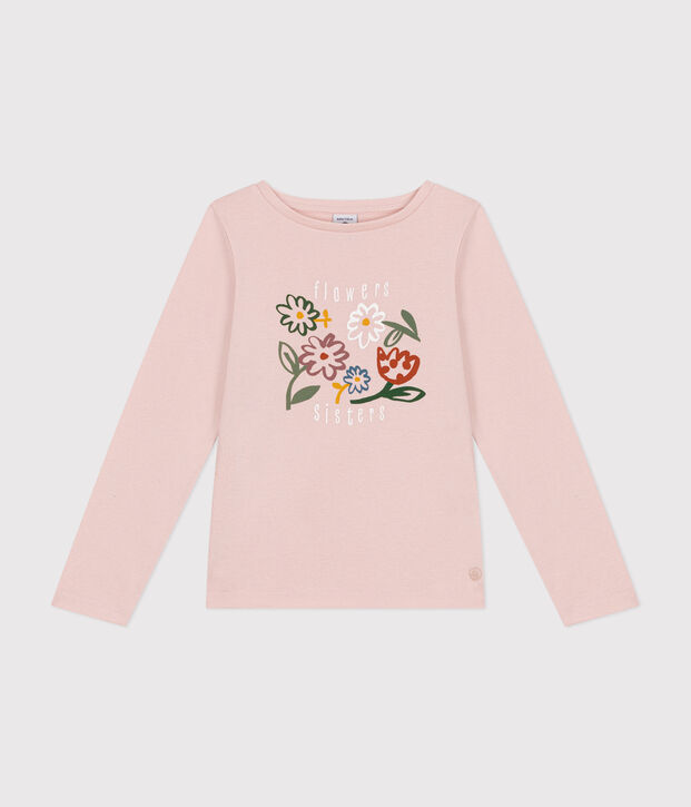 T-shirt met lange mouwen van ribstof voor meisjes roze