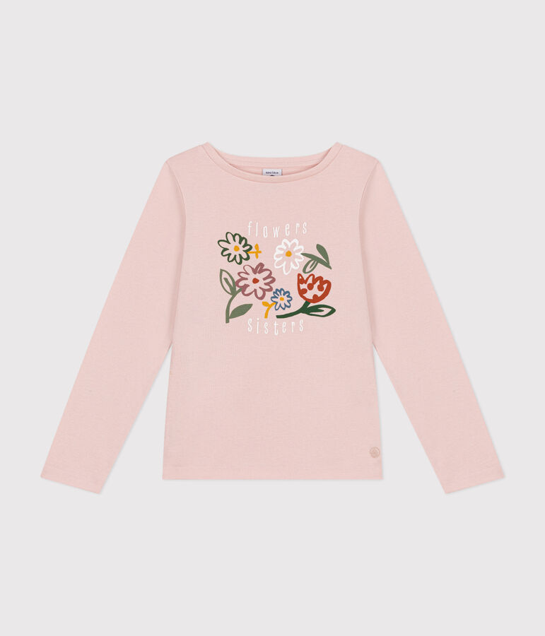 T-shirt met lange mouwen van ribstof voor meisjes roze