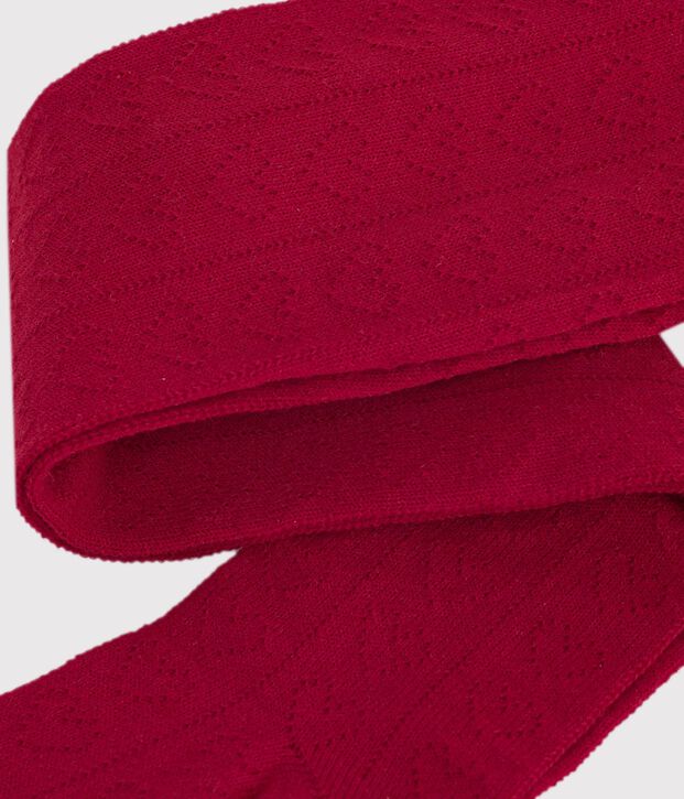 Collants b&eacute;b&eacute; en coton ajour&eacute; c&oelig;urs rouge