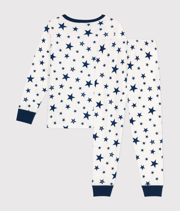 Pyjama en coton imprim&eacute; &eacute;toiles enfant bleu/bleu