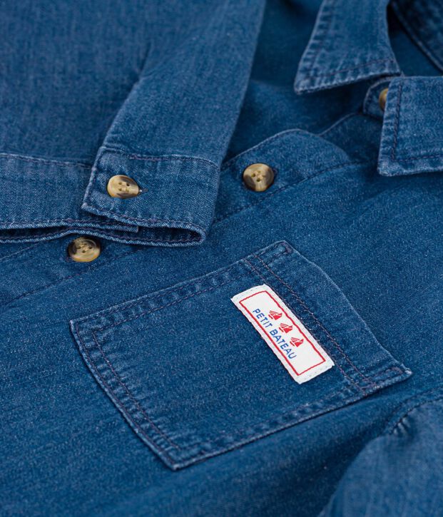 Chemise enfant en jean unie bleu