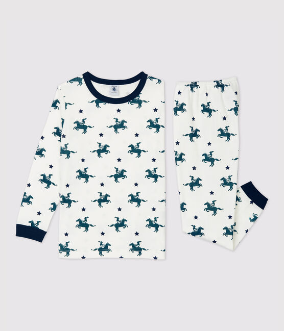 Pyjama imprimé chevaliers petit garçon en coton blanc MARSHMALLOW/blanc MULTICO