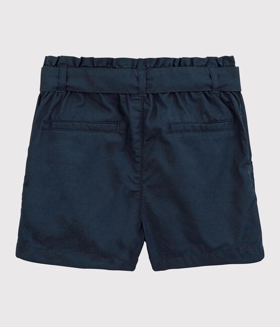 Korte geknoopte meisjesshort in keperstof blauw SMOKING