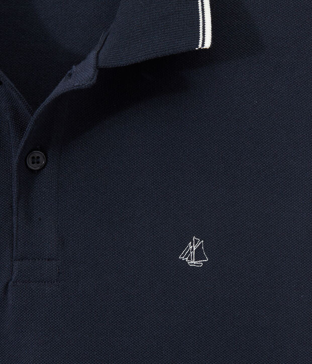 Polo manches courtes homme bleu marine