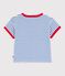 Katoenen T-shirt met korte mouwen en streepjes voor baby's blauw MILK/ PERSE