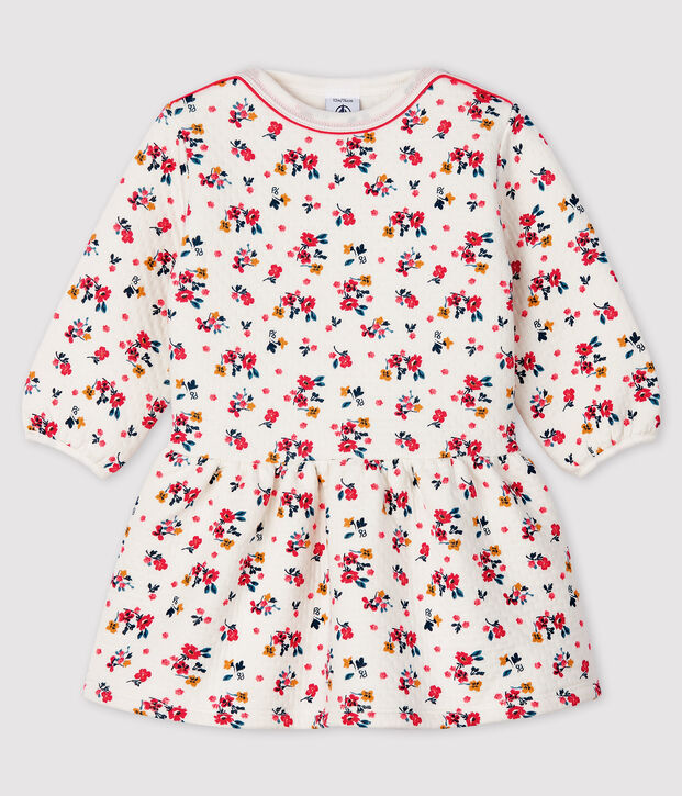 Jurk met lange mouwen babymeisje wit/multicouleur