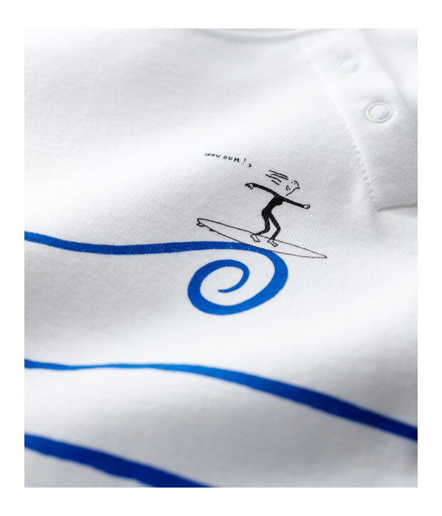 Combinaison courte en coton bio b&eacute;b&eacute;. blanc