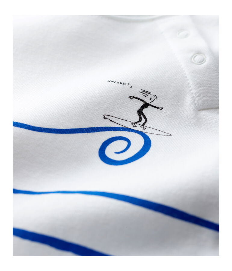 Combinaison courte en coton bio b&eacute;b&eacute;. blanc