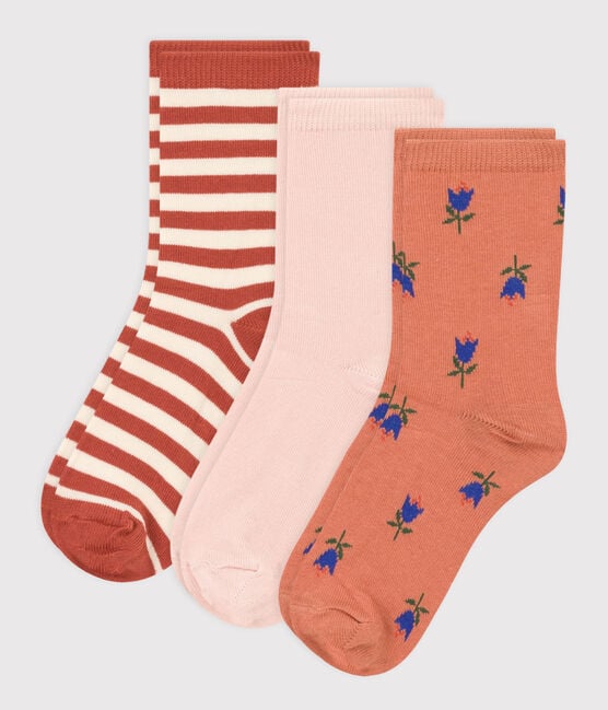 Lot de 3 paires de chaussettes fleurs enfant garçon-fille A08VU01