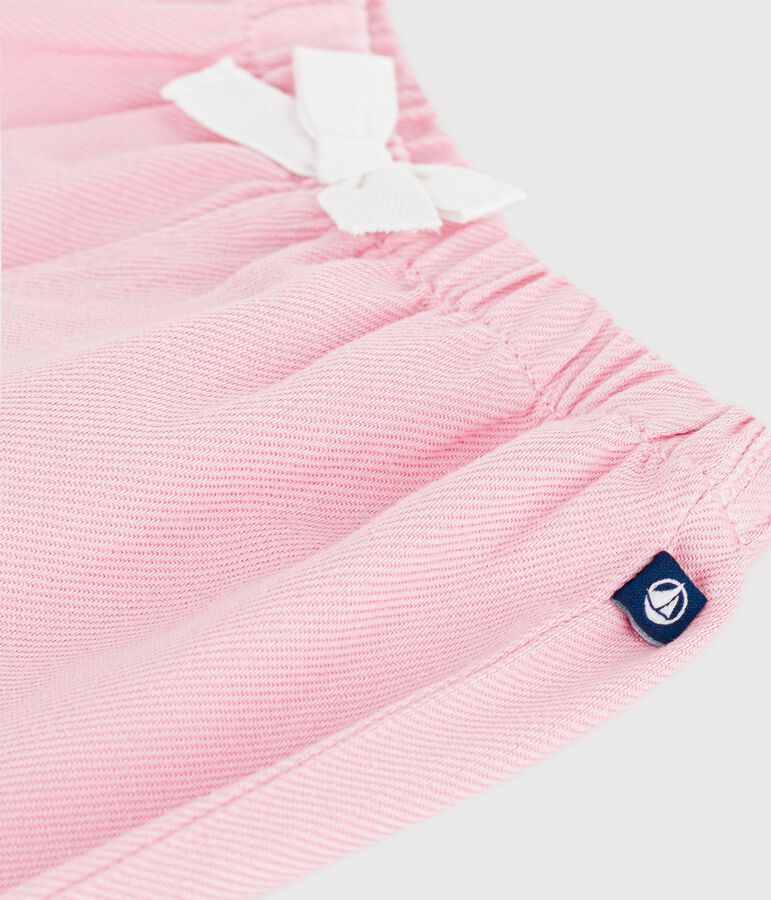 Soepelvallende babybroek van effen katoen roze MARQUISE