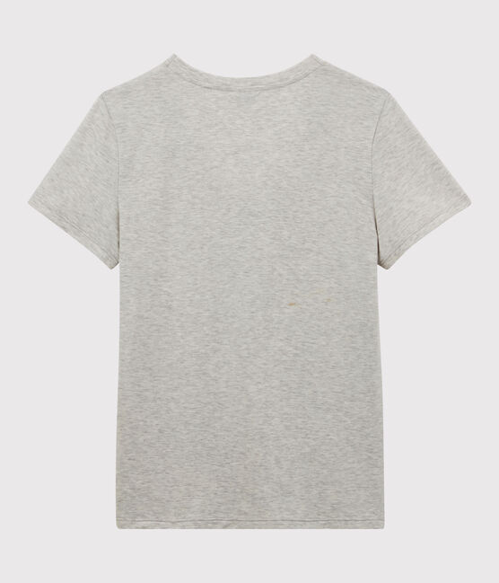 DE STRAIGHT-FIT, T-shirt voor dames met V-hals in katoen grijs BELUGA CHINE