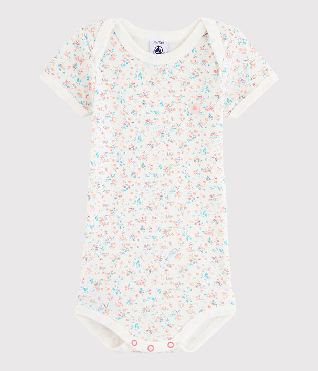 Body manches courtes b&eacute;b&eacute; fille blanc/multicouleur