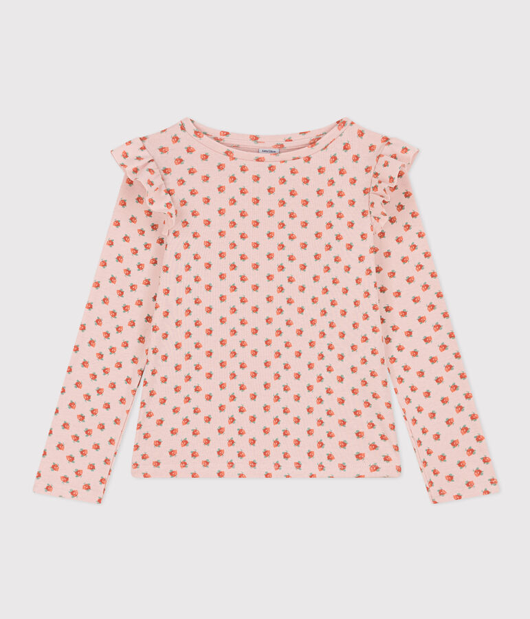 T-shirt met lange mouwen uit katoen voor meisjes roze/multicouleur