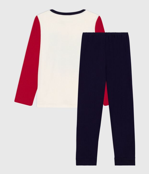 Pyjama enfant en coton bicolore bleu/multicouleur