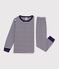 Gestreepte kinderpyjama in tubic blauw/ecru
