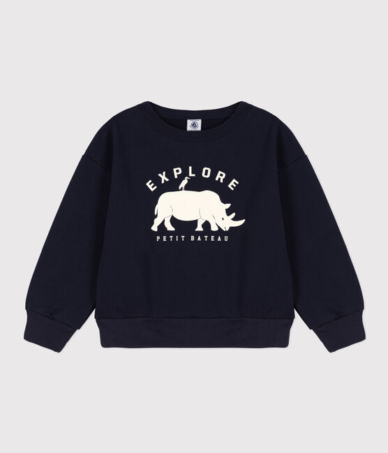 Sweater in molton voor jongens blauw SMOKING