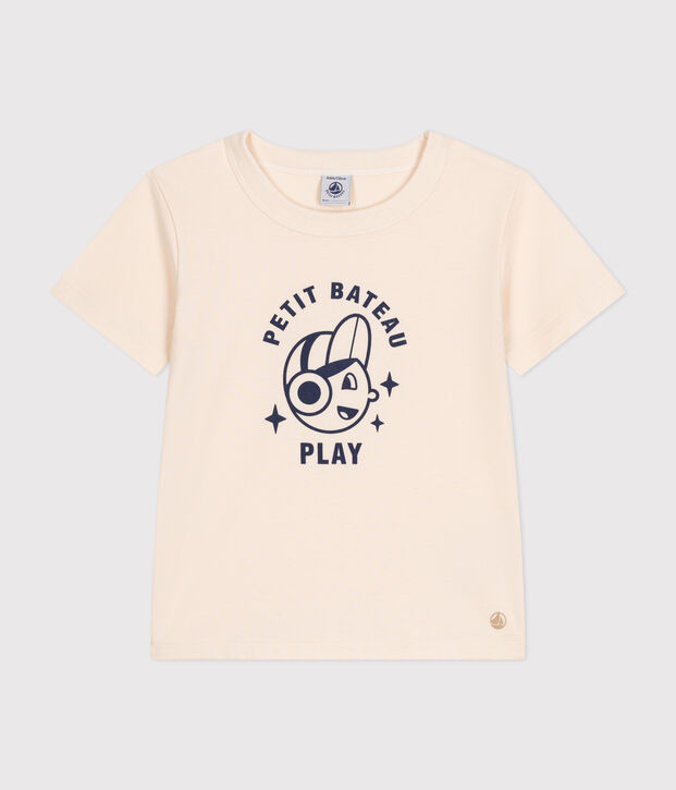 T-shirt met korte mouw van dunne jersey voor jongens ecru
